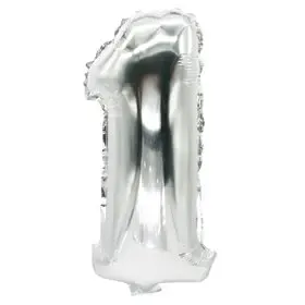 Foil Balloon Silver Number "1" 350 x 200mm -Horecavoordeel.com-