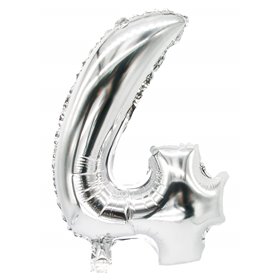 Foil Balloon Silver Number "4" 350 x 200mm -Horecavoordeel.com-