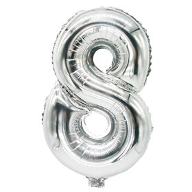 Foil Balloon Silver Number "8" 350 x 200mm -Horecavoordeel.com-