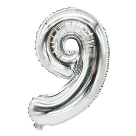 Foil Balloon Silver Number "9" 350 x 200mm -Horecavoordeel.com-