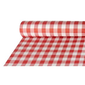 Tablecloth Paper Roll Red "Vichy Karo" With Damask Print 50 x 1 meter -Horecavoordeel.com-