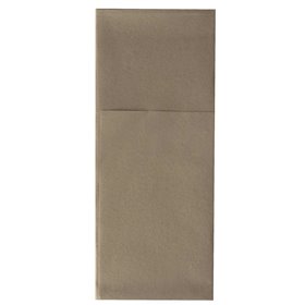 Servetten Taupe "Premium" Met Bestekzakje Airlaid 1/8 vouw 400 x 480mm -horecavoordeel.com-