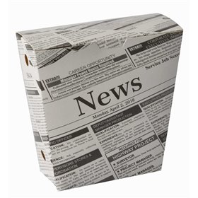 Friet Cones Met Vaste Deksel "Newsprint" Kraft Karton 1200cc 43 x 145 x 110mm -horecavoordeel.com-