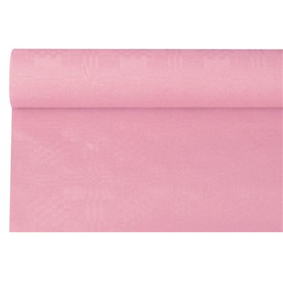 Tafelkleed Papier Rol Lichtroze Met Damastprint 6 x 1,2 meter -horecavoordeel.com-