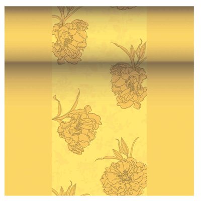 Tafelloper Geel "Thalia" "Textielkarakter" Van Pulp Viscose En Tissue Mix "ROYAL Collection" 24m x 400mm -horecavoordeel.com-