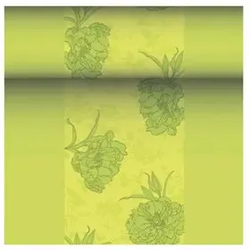 Table Runner Green "Thalia" "Textile Character" From Pulp Viscose And Tissue Mix "ROYAL Collection" 24m x 400mm -Horecavoordeel.