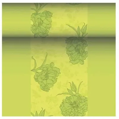 Table Runner Green "Thalia" "Textile Character" From Pulp Viscose And Tissue Mix "ROYAL Collection" 24m x 400mm -Horecavoordeel.
