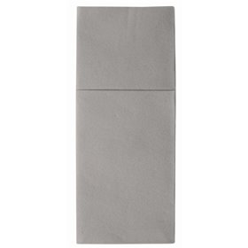 Napkins Gray "Premium" With Cutlery Bag Airlaid 1/8 fold 400 x 480mm -Horecavoordeel.com-