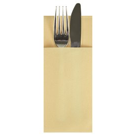 Servetten Crème Met Bestekzakje Airlaid 1/8 vouw 400 x 330mm -horecavoordeel.com-