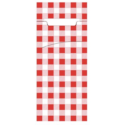 Cutlery Bags Red "Vichy Karo" 200 x 85mm Including 2-Layer White Napkin 330 x 330mm -Horecavoordeel.com-