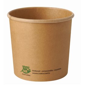 Soup Cups Cardboard 760cc Brown "Pure" "100% Fair" Round Ø 115 x 110mm -Horecavoordeel.com-