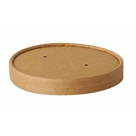 Lid Soup Cup Cardboard Brown "Pure" "100% Fair" Round Ø 115 x 16mm -Horecavoordeel.com-