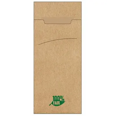 Bestekzakjes Bruin "100% Fair" 200 x 85mm Inclusief Servet "Natuur" -horecavoordeel.com-