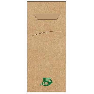 Cutlery Bags Brown "100% Fair" 200 x 85mm Including Napkin "Nature" -Horecavoordeel.com-