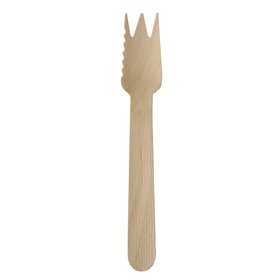 Pastry Snack Fork With Cutting Edge Wood "Pure" 140mm -Horecavoordeel.com-