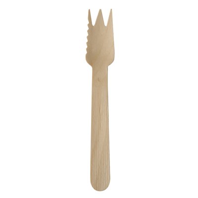 Pastry Snack Fork With Cutting Edge Wood "Pure" 140mm -Horecavoordeel.com-