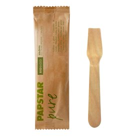 Ice Cream Spoons Wood "Pure" Individually Packed In Paper Sleeve 94mm -Horecavoordeel.com-