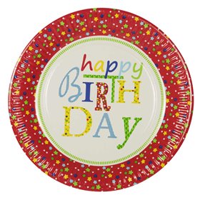 Borden Karton Rond "Happy Birthday" Ø 230mm -horecavoordeel.com-