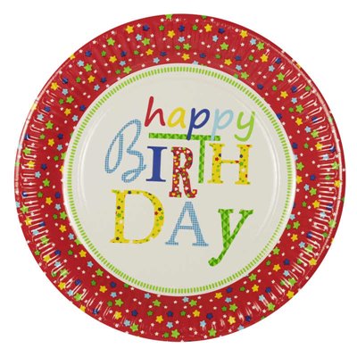 Borden Karton Rond "Happy Birthday" Ø 230mm -horecavoordeel.com-