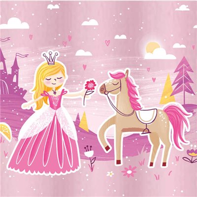 Napkins "Fairytale Princess" 3-Layer 1/4 fold 330 x 330mm -Horecavoordeel.com-