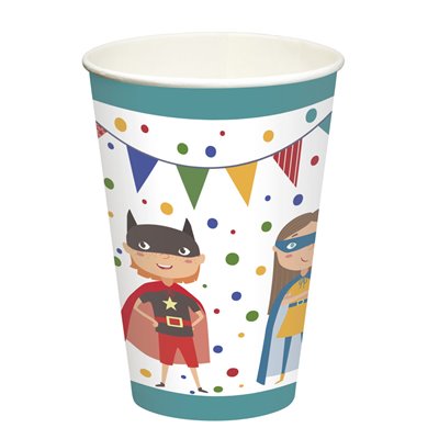 Drinking Cups Cardboard 200cc "Superhero" Ø 70 x 97mm -Horecavoordeel.com-