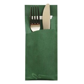 Cutlery Bags Dark Green 200 x 85mm Including 2-Layer White Napkin 330 x 330mm -Horecavoordeel.com-