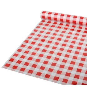 Tablecloth Plastic Red "Karo" 50m x 800mm