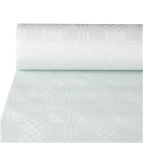 Tablecloth Paper Roll White With Damask Print 50 x 0.8 meter