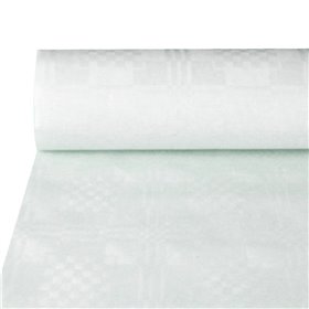 Tablecloth Paper Roll White With Damask Print 25 x 1 meter