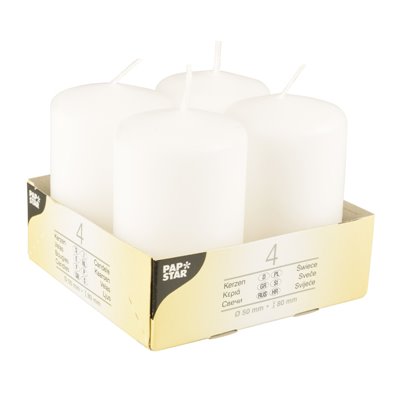 Pillar candles White Ø 50 x 80mm