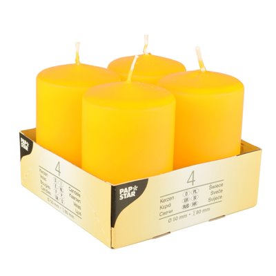 Pillar candles Yellow Ø 50 x 80mm