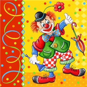 Servetten 3-Laags "Clown" 1/4 vouw 330 x 330mm