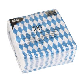 Servetten 1-Laags "Beiers blauw" 1/4 vouw 330 x 330mm