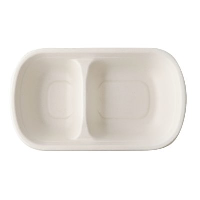 Bowls Sugarcane 750cc "Pure" White 2-Compartment 229 x 134 x 44mm