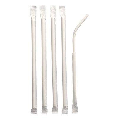 Straws Flexible Paper "Pure" White Individually Packed Ø 6 x 200mm