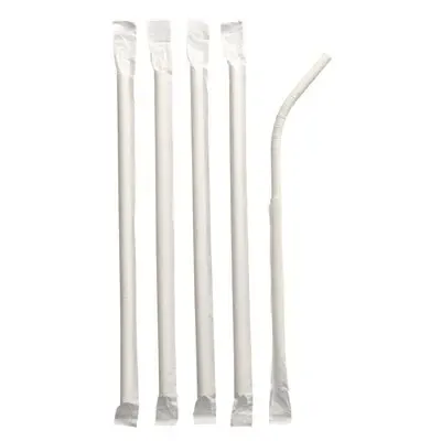 Straws Flexible Paper "Pure" White Individually Packed Ø 6 x 200mm
