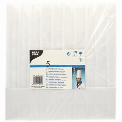 Koksmuts Wit "Toscana" Verstelbaar en Geplooid Non Woven 300 x 280mm