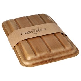 Palm Leaf Trays "Pure" Rectangular with Lid and Sleeve 235 x 160 x 45mm