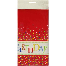 Tafelkleed Papier "Happy Birthday" Met Beschermingslaag 1200 x 1800mm 