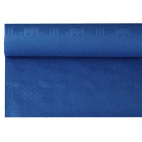 Tafelkleed Papier Rol Donkerblauw Met Damastprint 6 x 1,2 meter