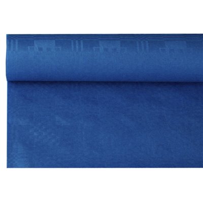 Tafelkleed Papier Rol Donkerblauw Met Damastprint 6 x 1,2 meter