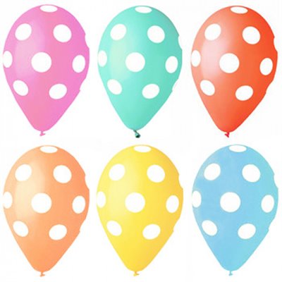 Ballonnen "Dots" Kleuren Assortiment (Geschikt voor Helium) Ø 290mm