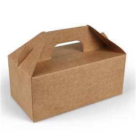 Meal Box With Handle Cardboard Brown 228 x 122 x 97mm Horecavoordeel.com