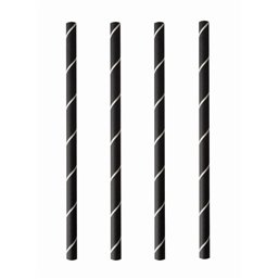 Cocktail Drinkrietjes Papier Zwart - Wit "Pure" "Stripes" Ø 70 x 150mm Horecavoordeel.com