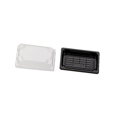 Sushi Tray HP-01 Zwart PS + Deksel Transparant OPS 166 x 92mm