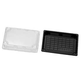 Sushi Tray HP-09 Black PS + Lid Transparent OPS 238 x 145 x 23mm