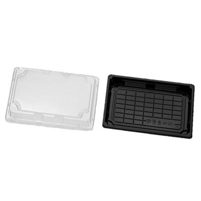 Sushi Tray HP-09 Black PS + Lid Transparent OPS 238 x 145 x 23mm