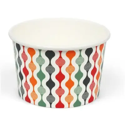 Ice Cups 100ml 4 Oz Colored Cardboard "Retro" Ø 75 x 45mm