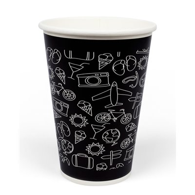 Milkshake Cups 300ml 12 Oz Black Cardboard "Sealy" Ø 92 x 108mm