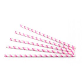 Drinking Straws Paper "FSC" Stripe Pink - White Ø 8 x 240mm Horecavoordeel.com